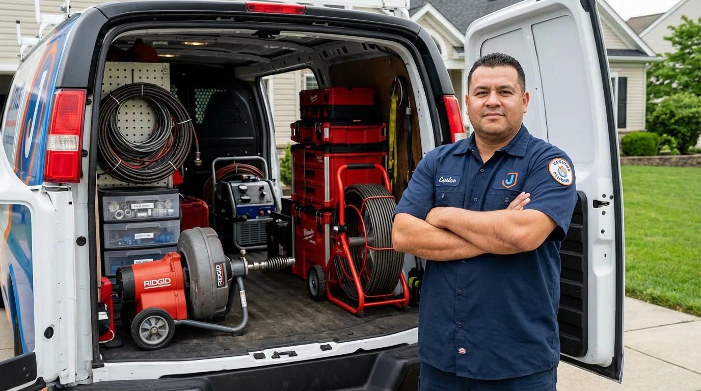 Professional drain cleaning equipment and Johns Plumbing LLC plumber in Chippewa Falls