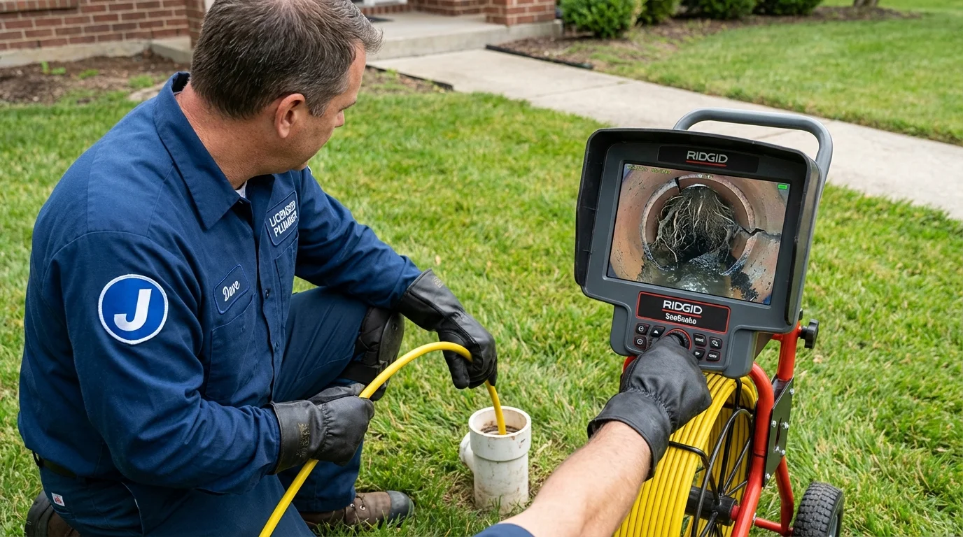 Sewer camera inspection being performed by Johns Plumbing LLC in Chippewa Falls