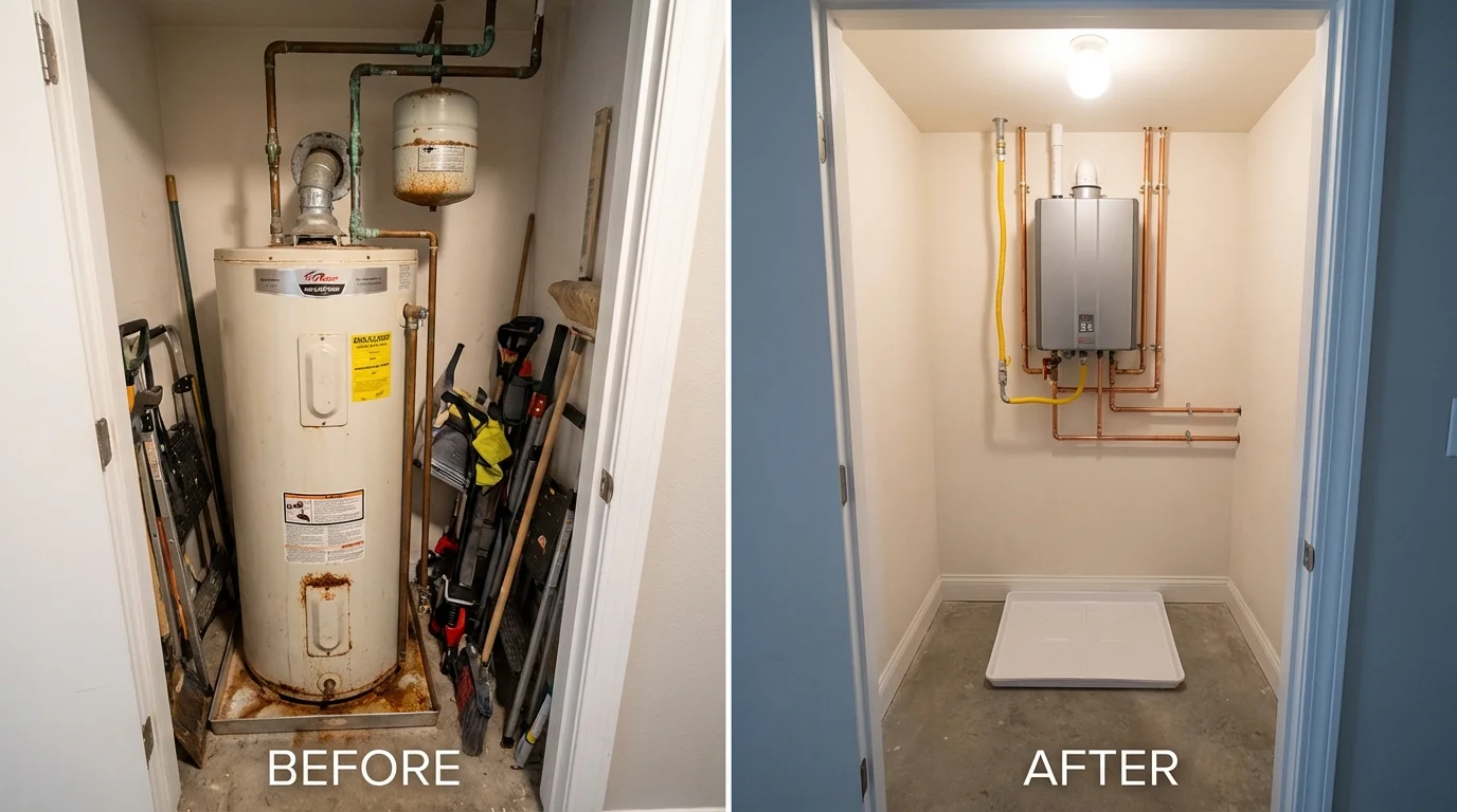 Tank water heater versus wall-mounted tankless unit comparison for Chippewa Falls, WI homeowners